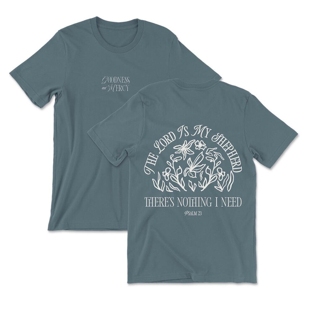 PHIL WICKHAM Blue Psalm 23 Christian Graphic Tee Goodness & Mercy Shirt XL